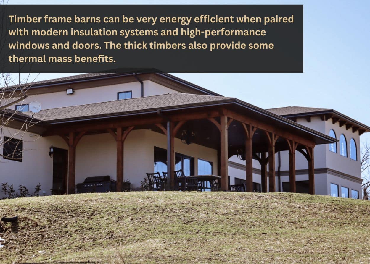 Custom home with timber frame porch and exposed wooden beams.